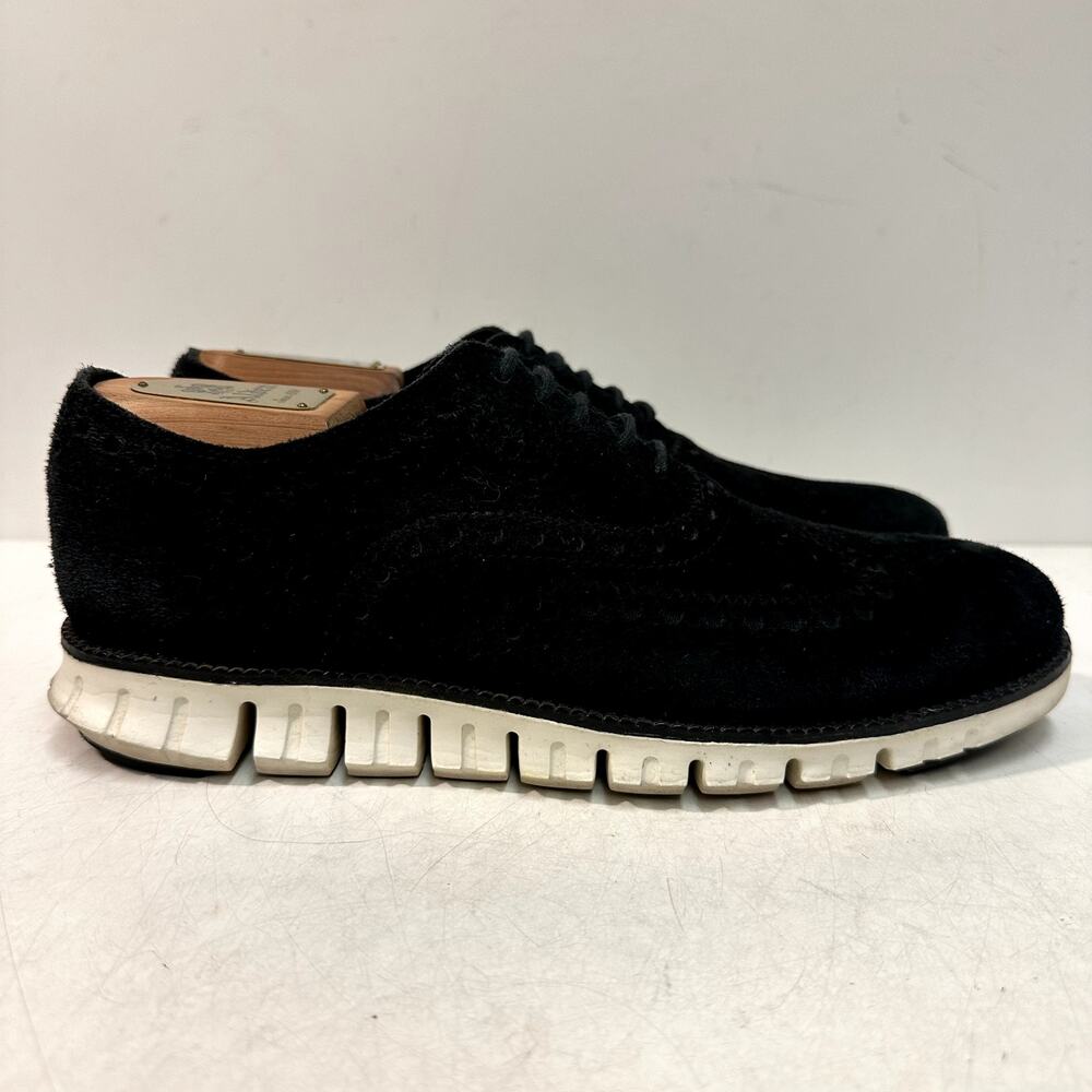 VGUC Cole Haan Men's ZERØGRAND Wingtip Oxford Black Suede Dress Sneaker US 7 D
